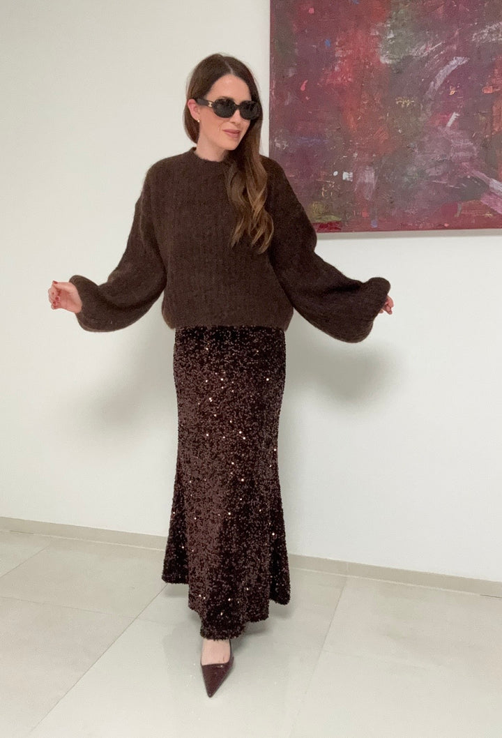 Verkürzter Pullover - Braun 89