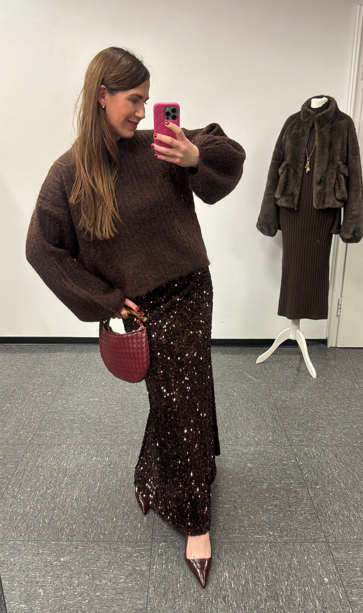 Verkürzter Pullover - Braun 89