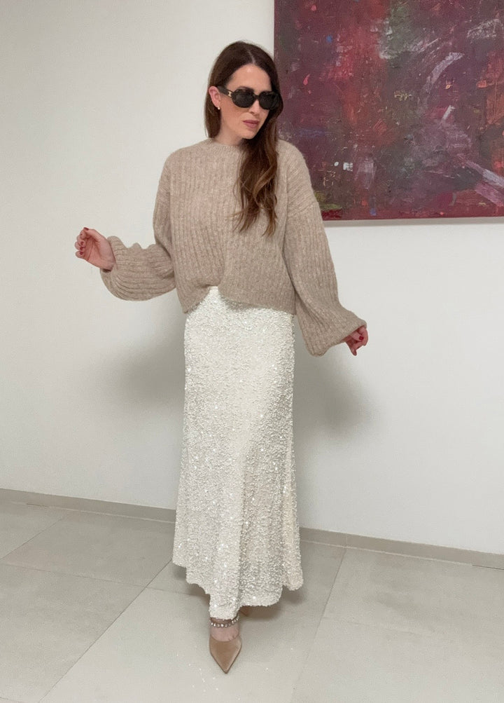 Verkürzter Pullover - Beige