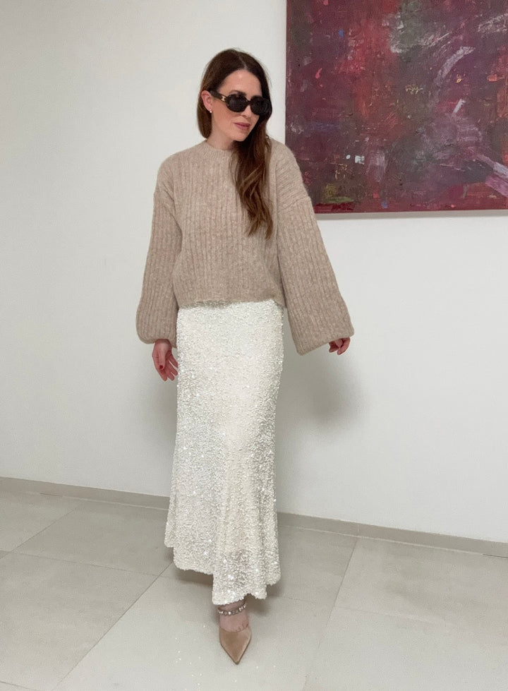 Verkürzter Pullover - Beige