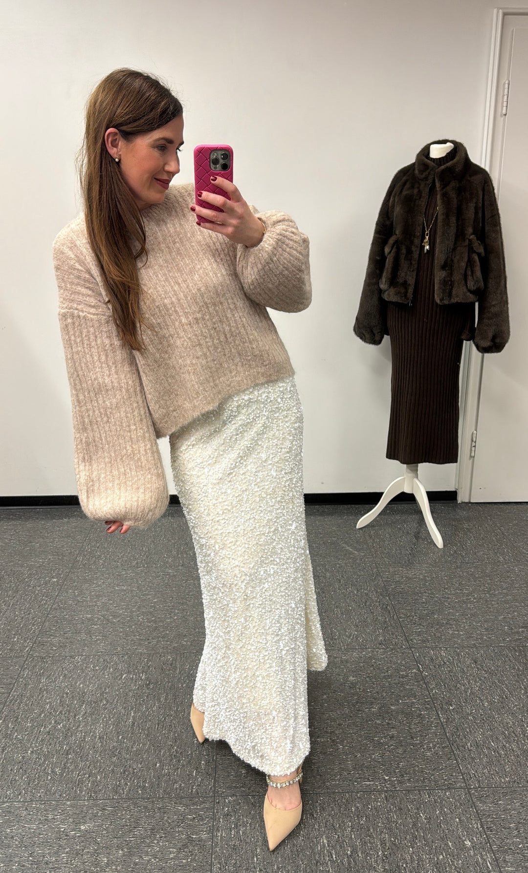 Verkürzter Pullover - Beige