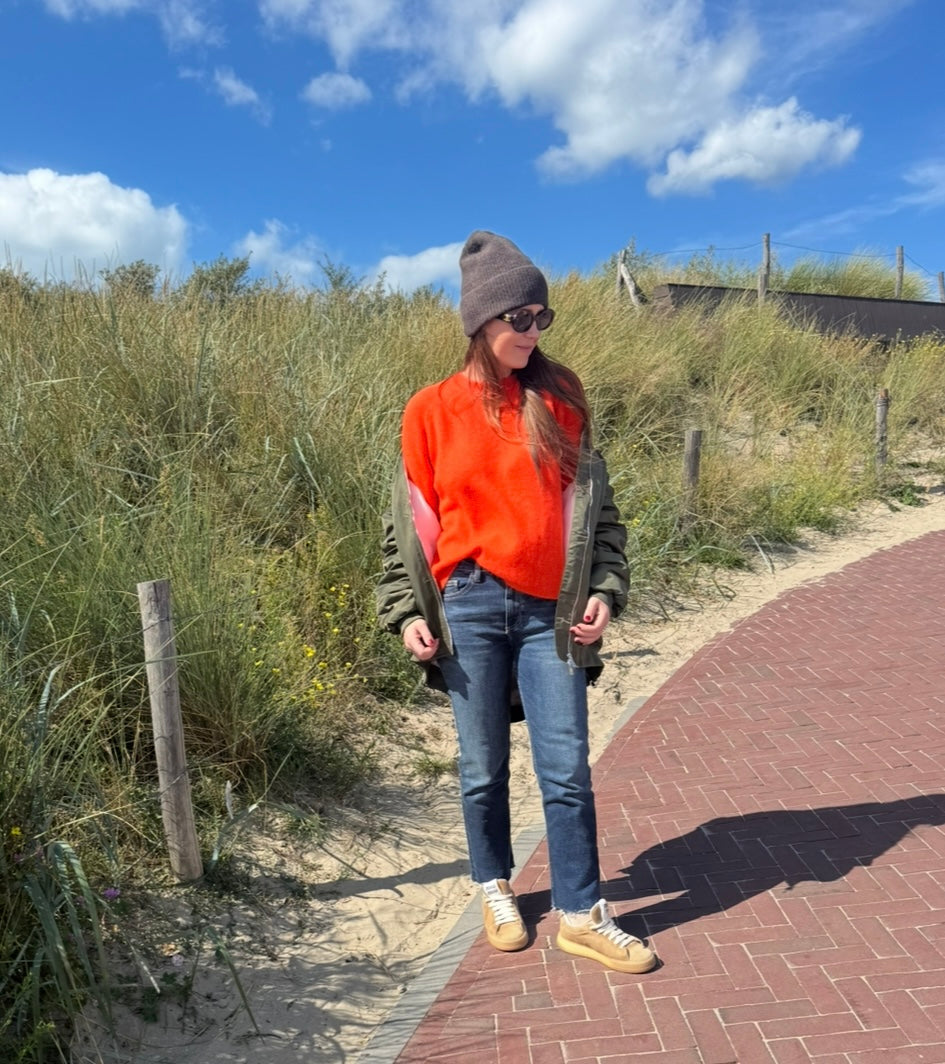Strickshirt mit Baby-Alpaka - Orange