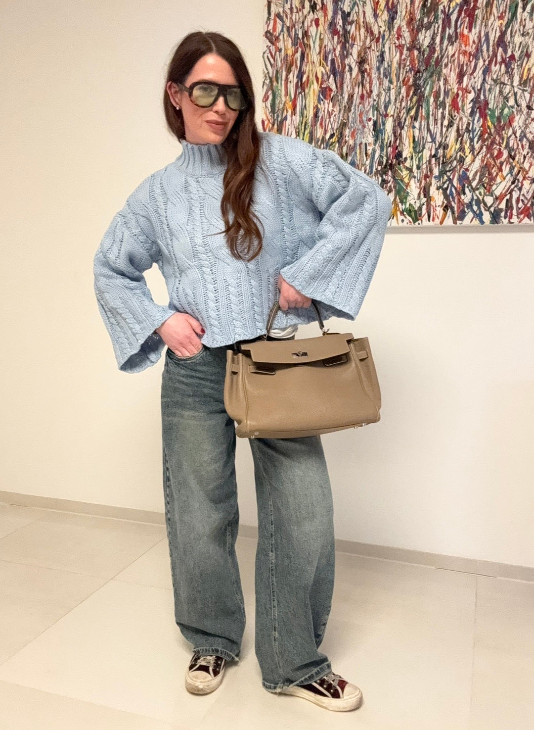 Grobstrickpullover - Hellblau