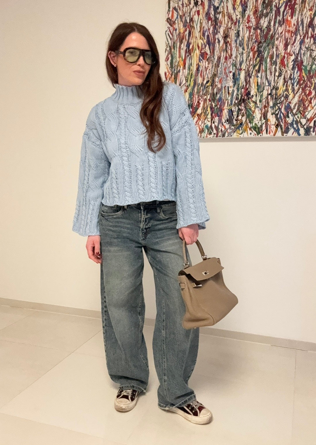 Grobstrickpullover - Hellblau