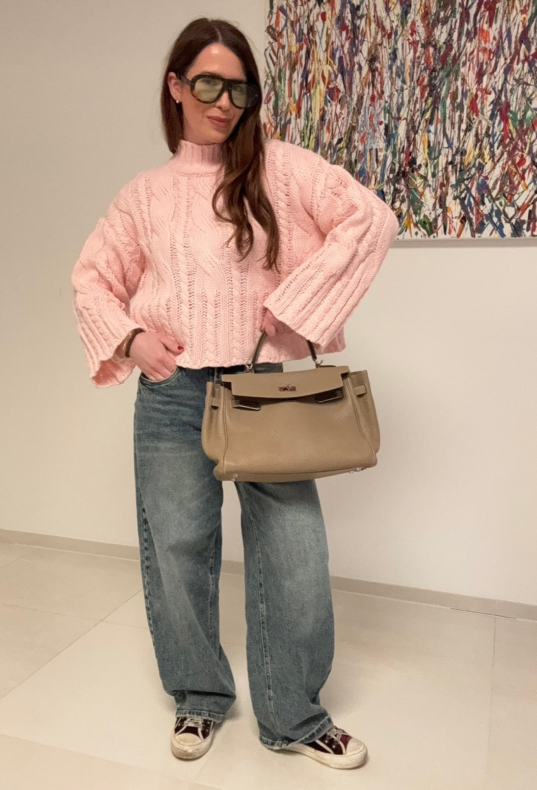 Grobstrickpullover - Rosa