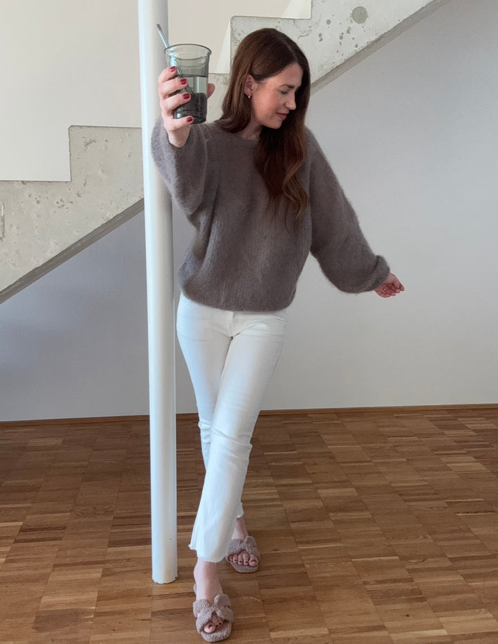 Wende-Mohairpullover - Taupe