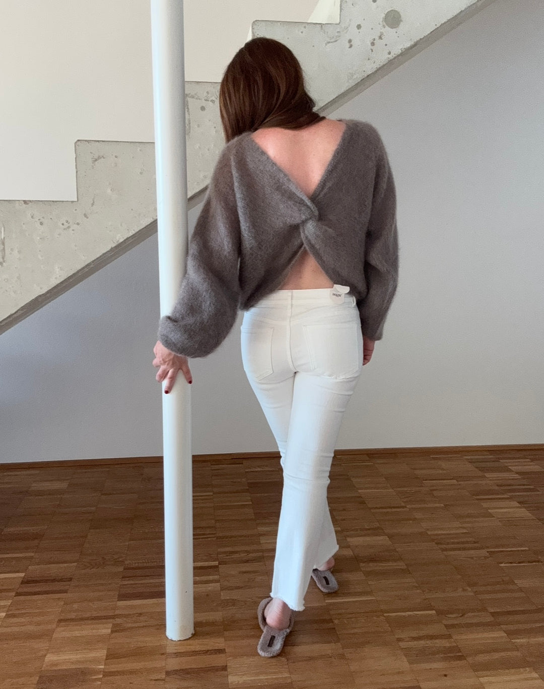 Wende-Mohairpullover - Taupe
