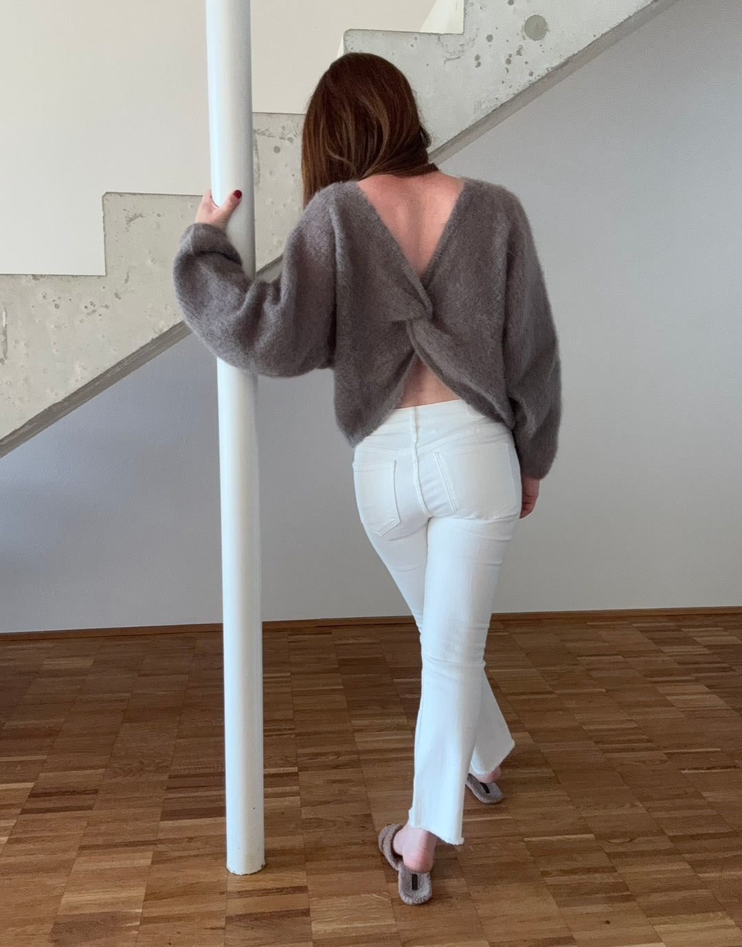 Wende-Mohairpullover - Taupe