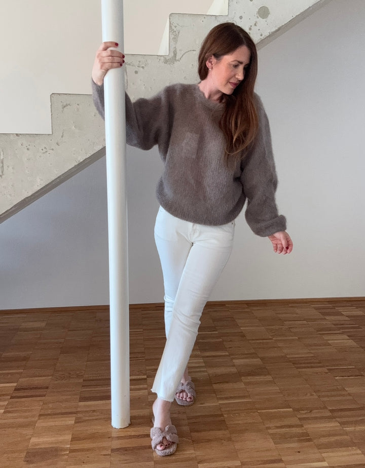 Wende-Mohairpullover - Taupe