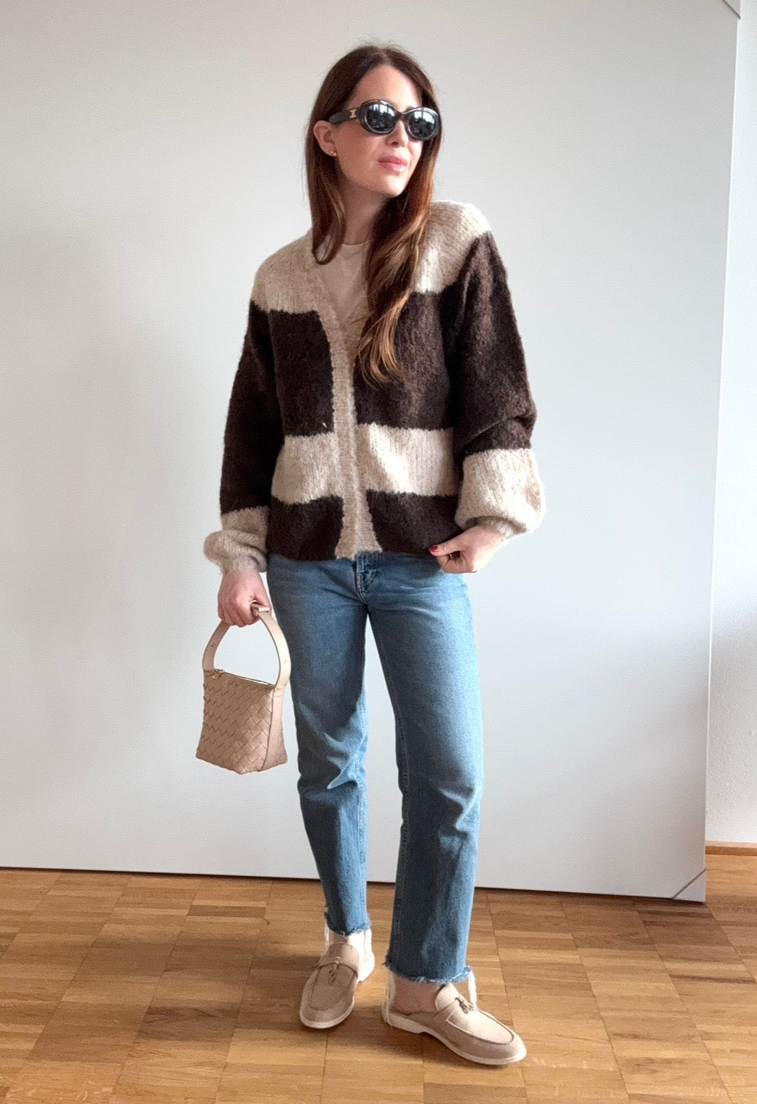Cardigan mit Streifen - Braun