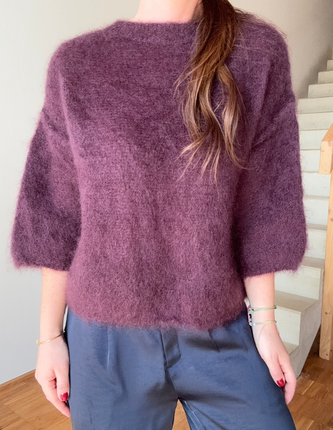 Mohair-Shirt - Aubergine