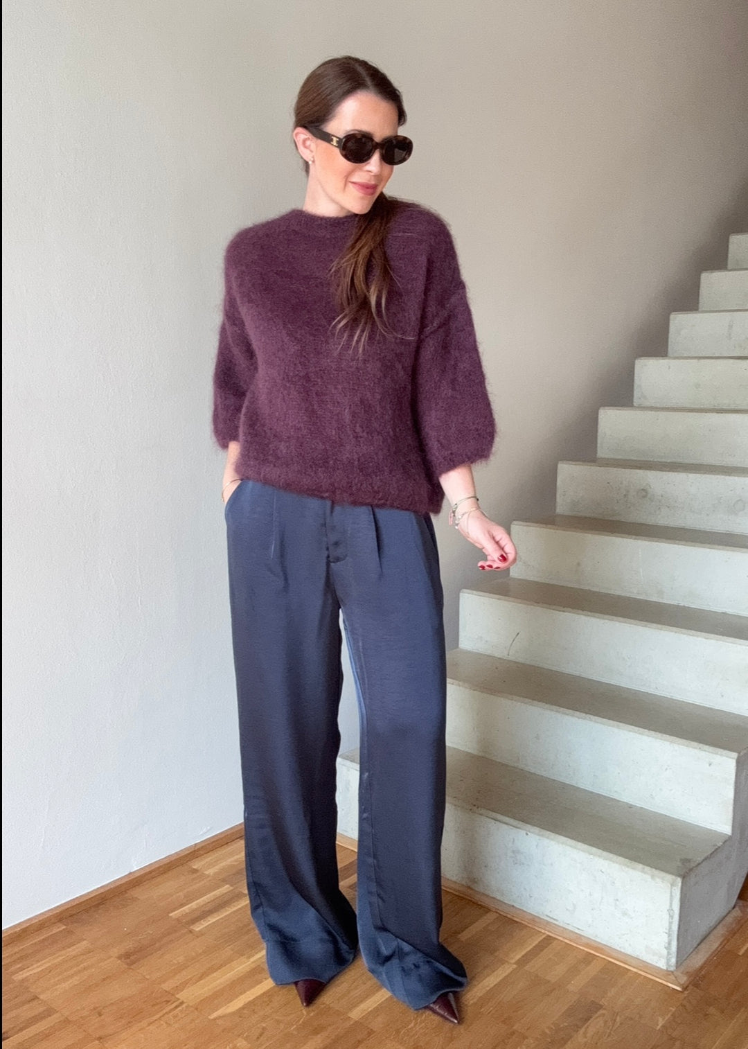 Mohair-Shirt - Aubergine