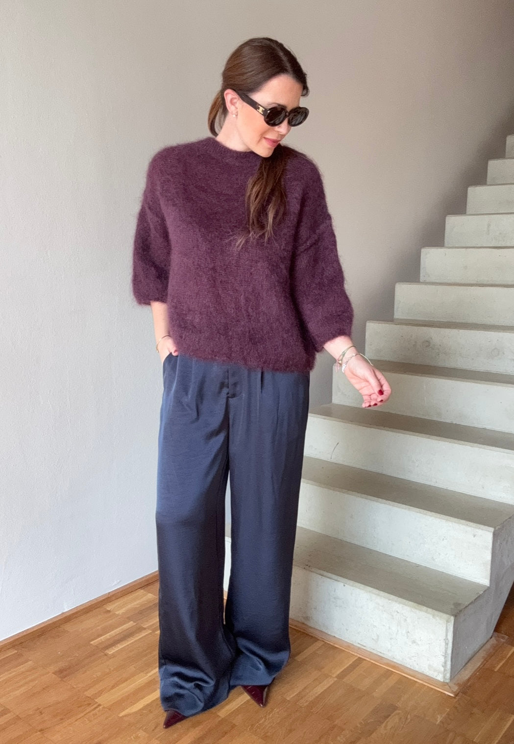 Mohair-Shirt - Aubergine