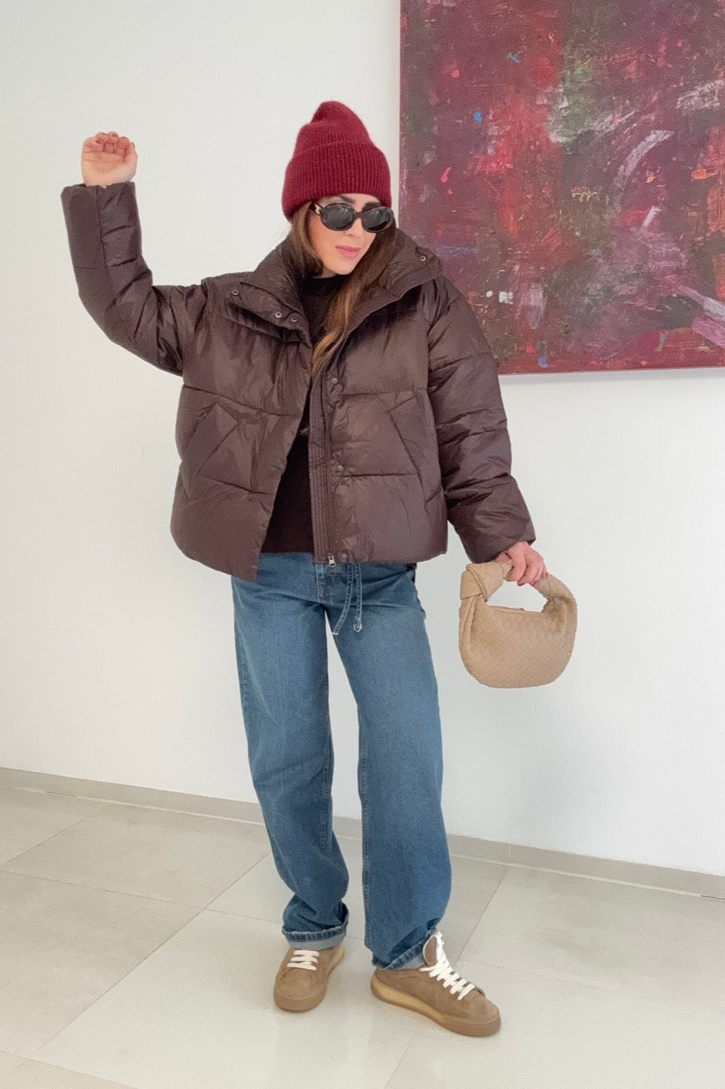 Verkürzte Jacke - Braun