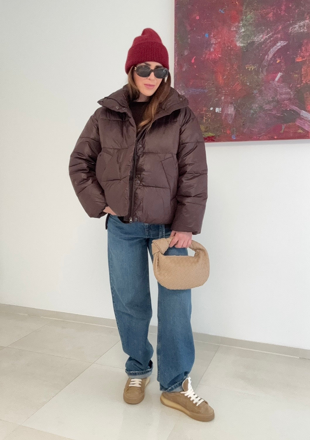 Verkürzte Jacke - Braun