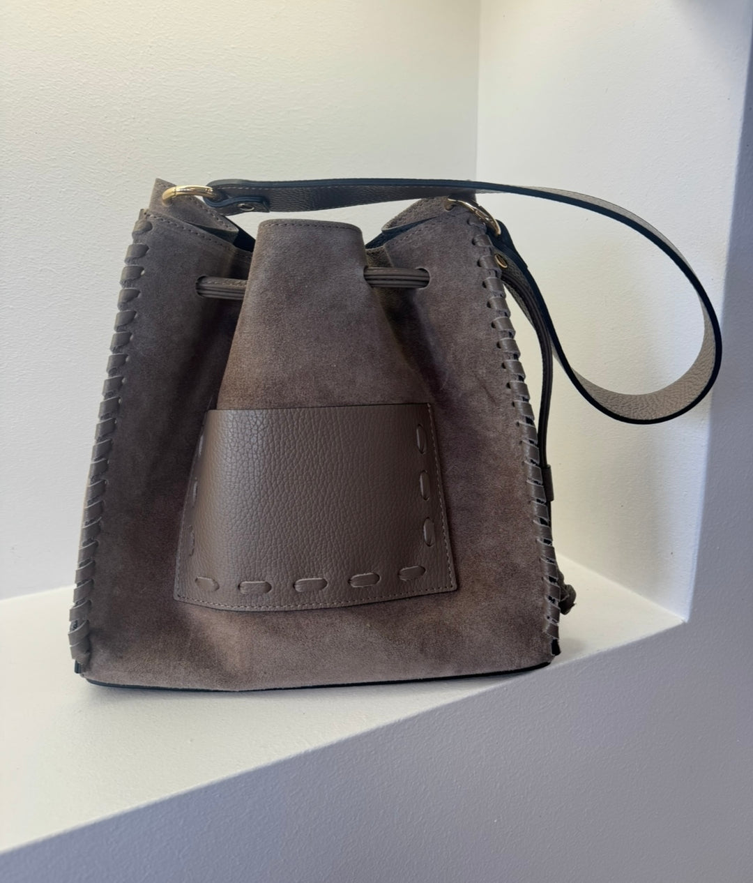 Beutel aus Leder - Taupe