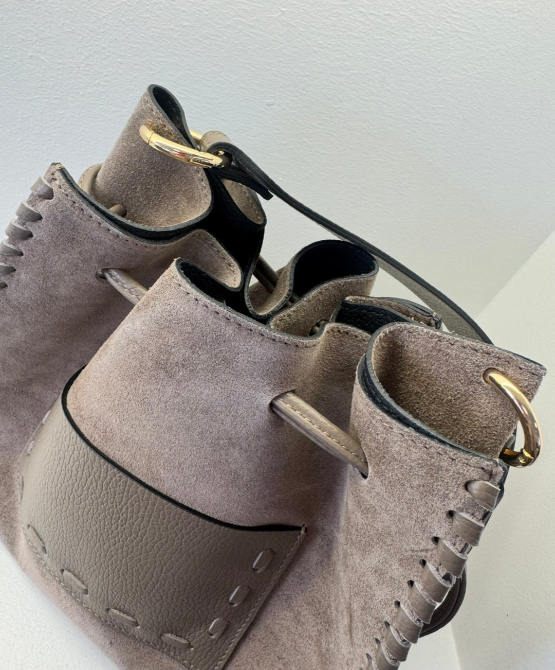 Beutel aus Leder - Taupe