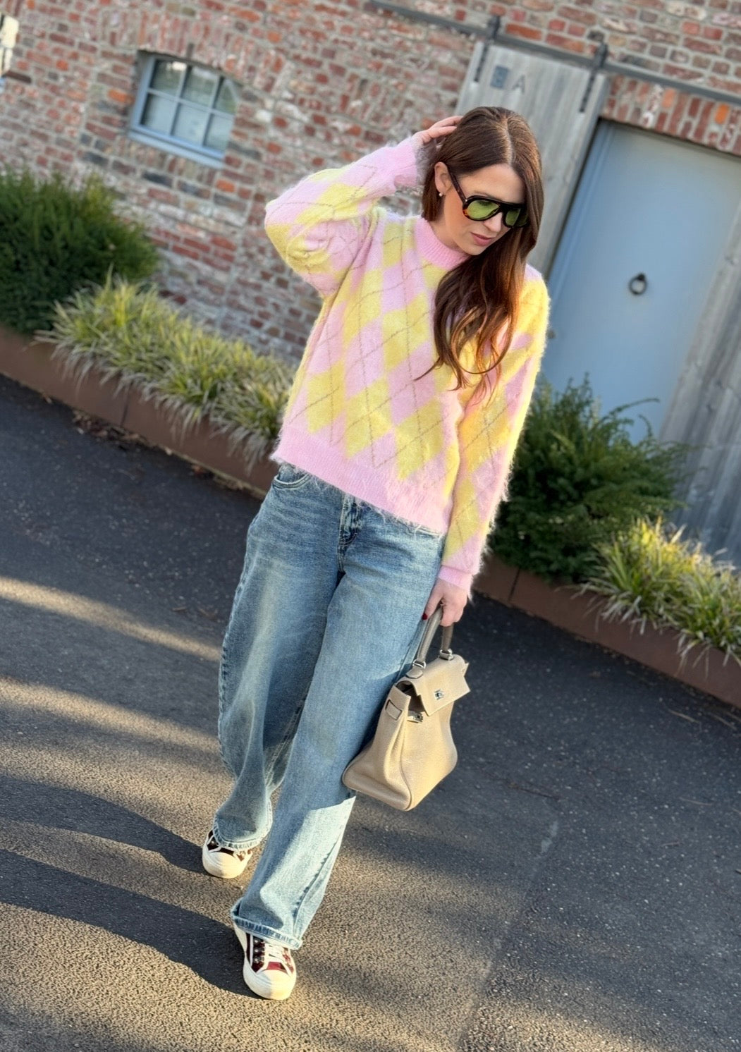 Pullover - Gelb/Rose