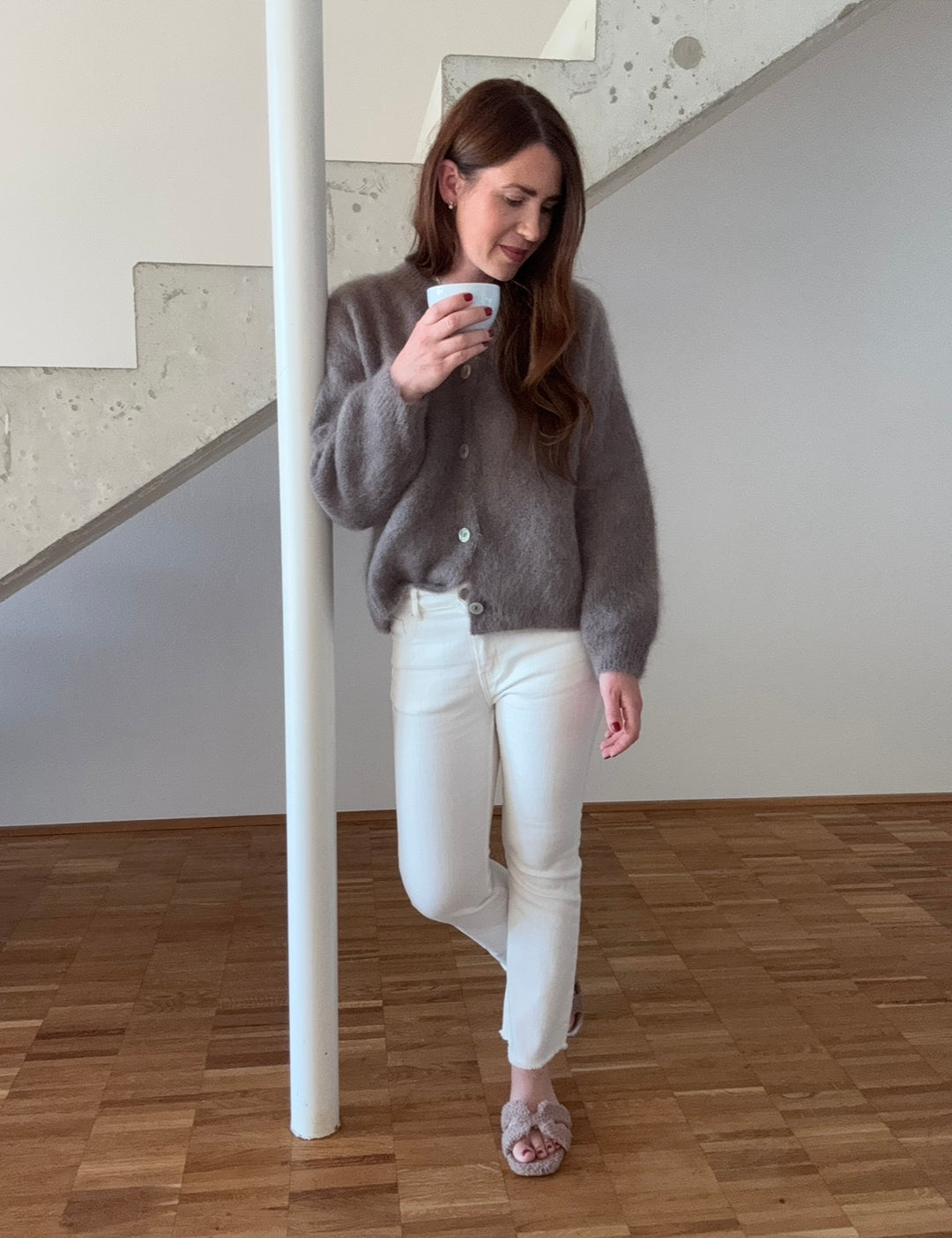 Mohair-Cardigan - Taupe
