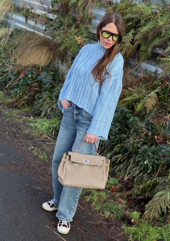 Grobstrickpullover - Hellblau