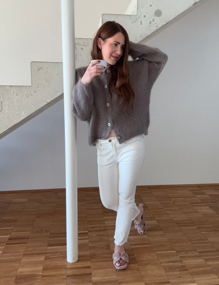 Mohair-Cardigan - Taupe