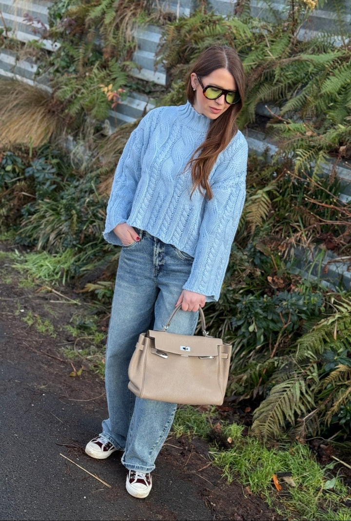 Grobstrickpullover - Hellblau