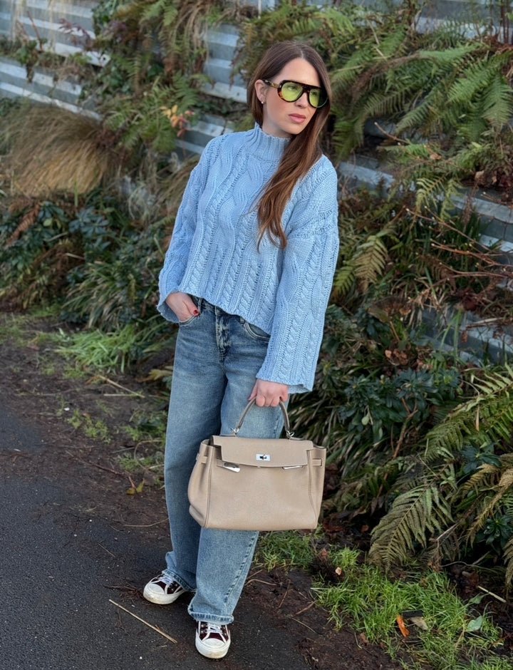 Grobstrickpullover - Hellblau