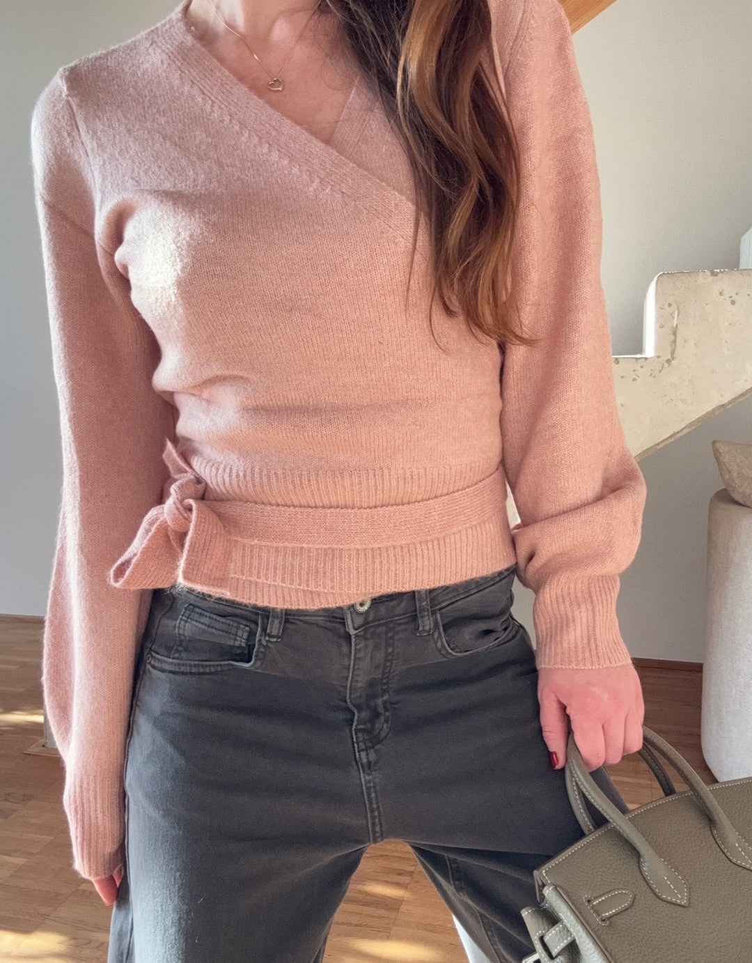 Wickelstrickjacke - Rose