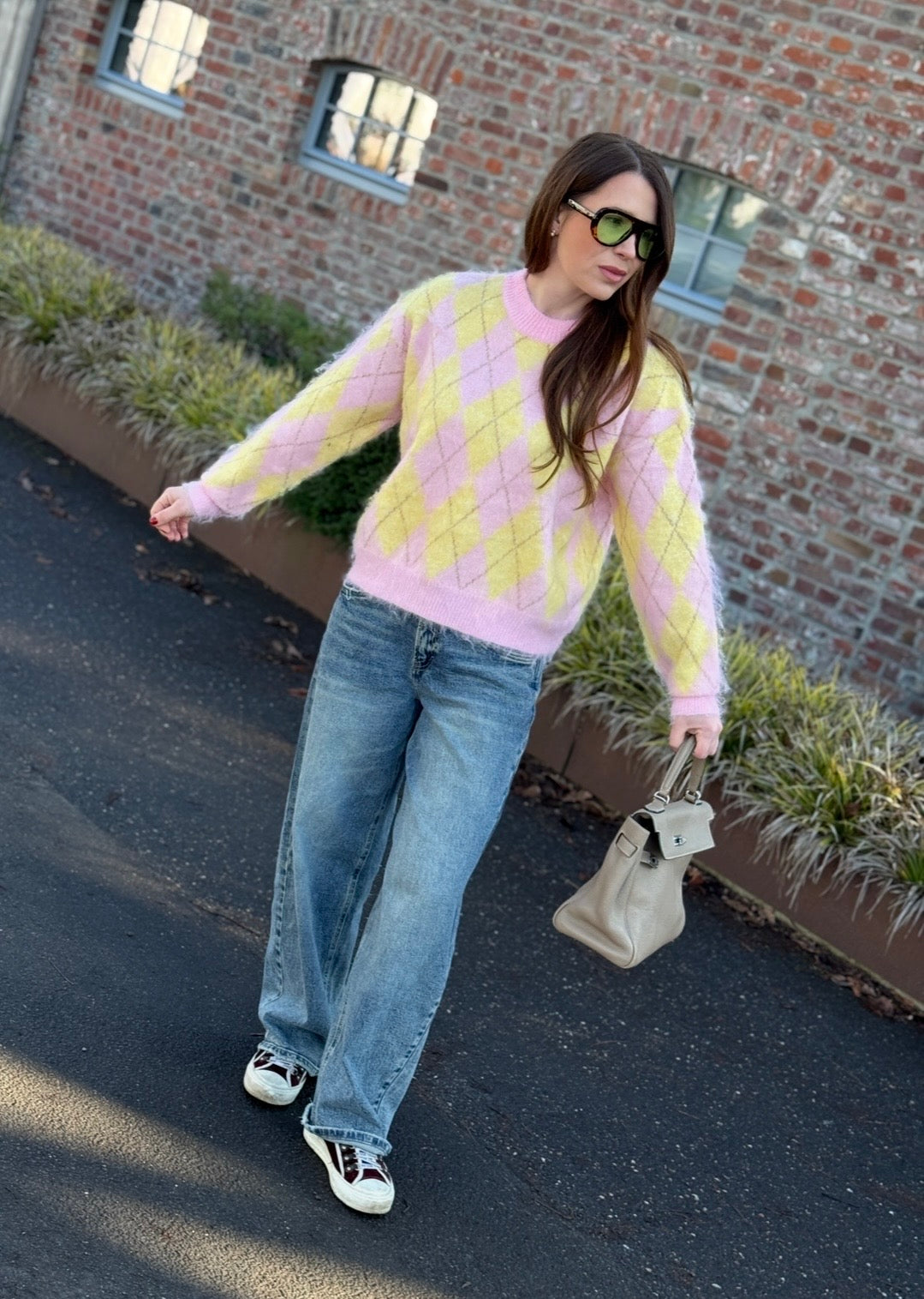 Pullover - Gelb/Rose