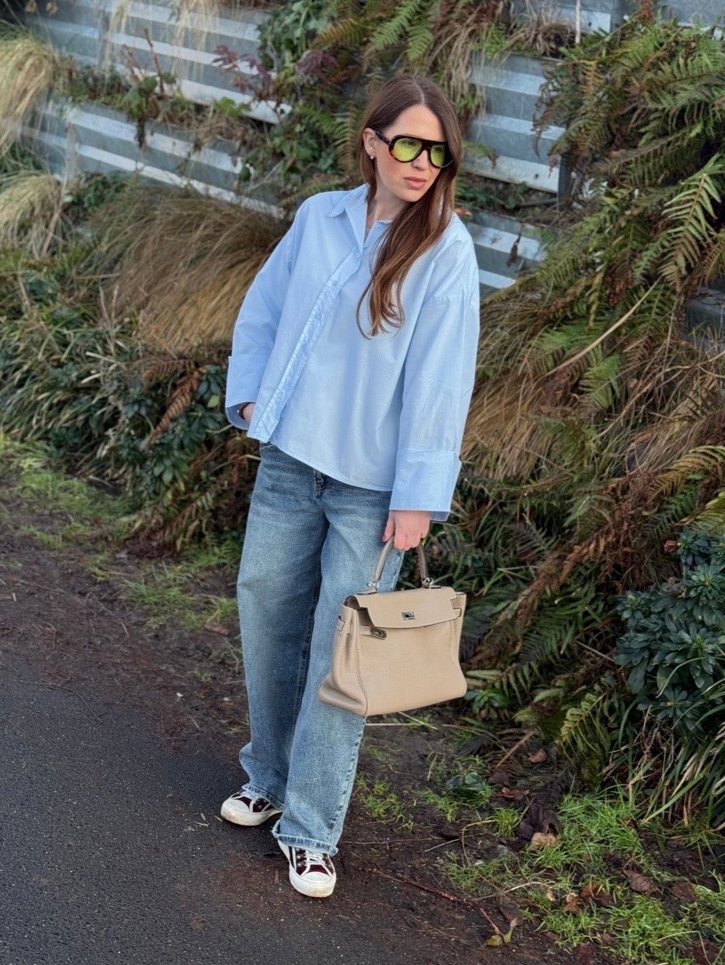 Weite Bluse - Hellblau