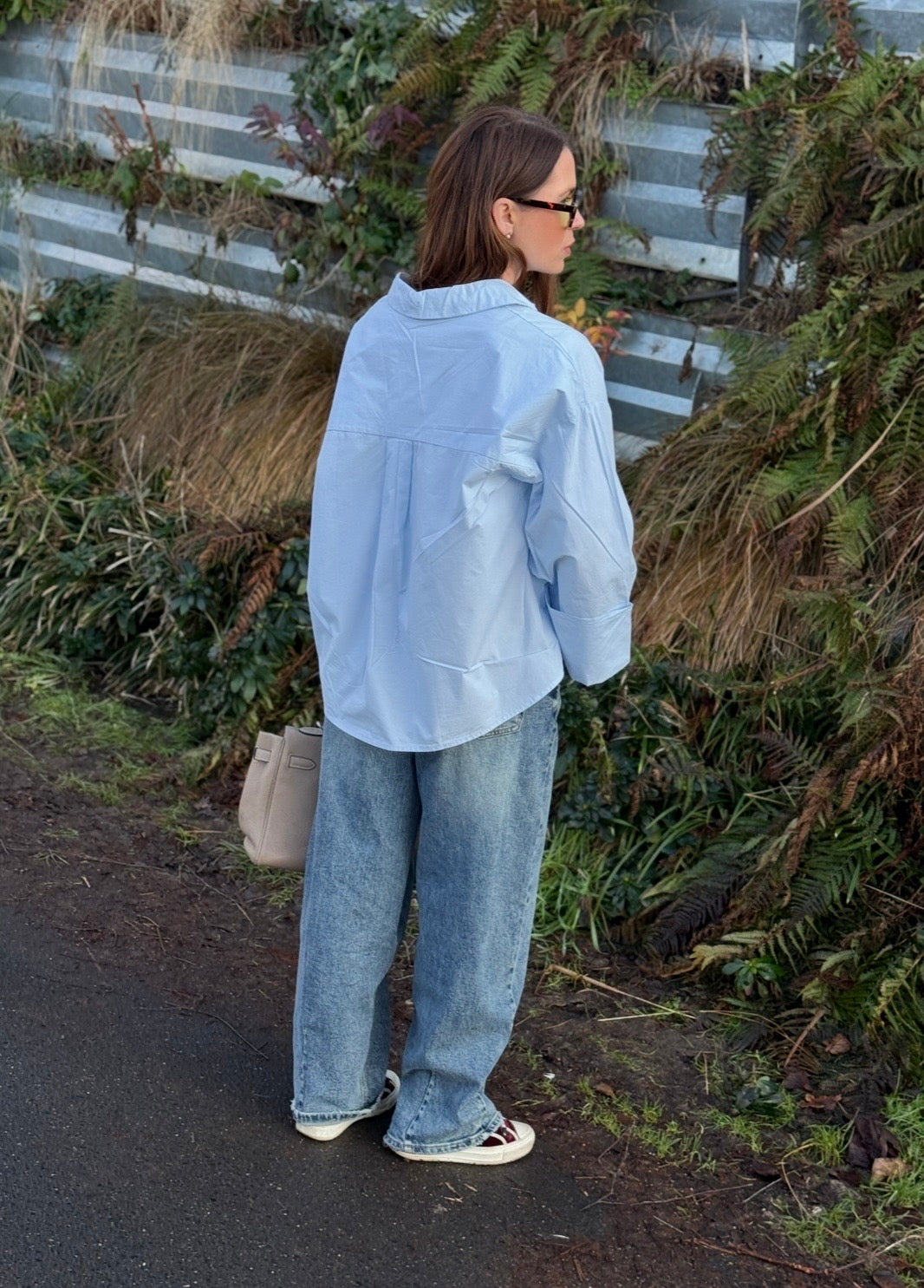 Weite Bluse - Hellblau