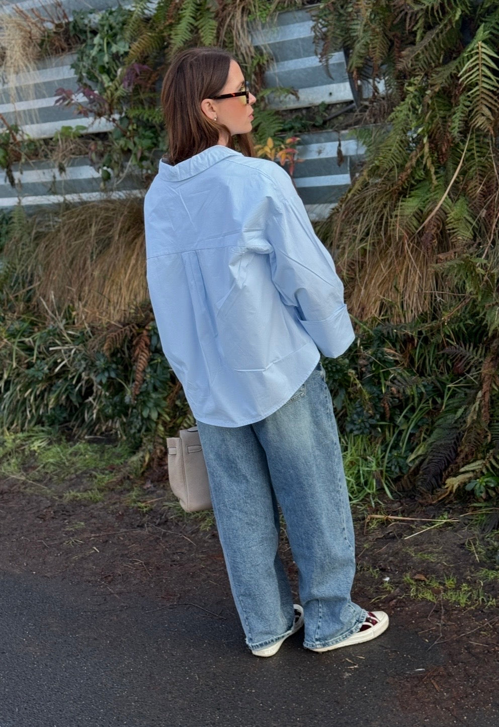 Weite Bluse - Hellblau