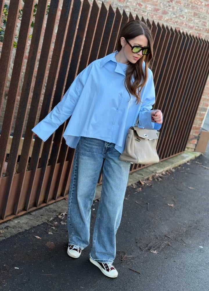 Oversize Bluse - Hellblau