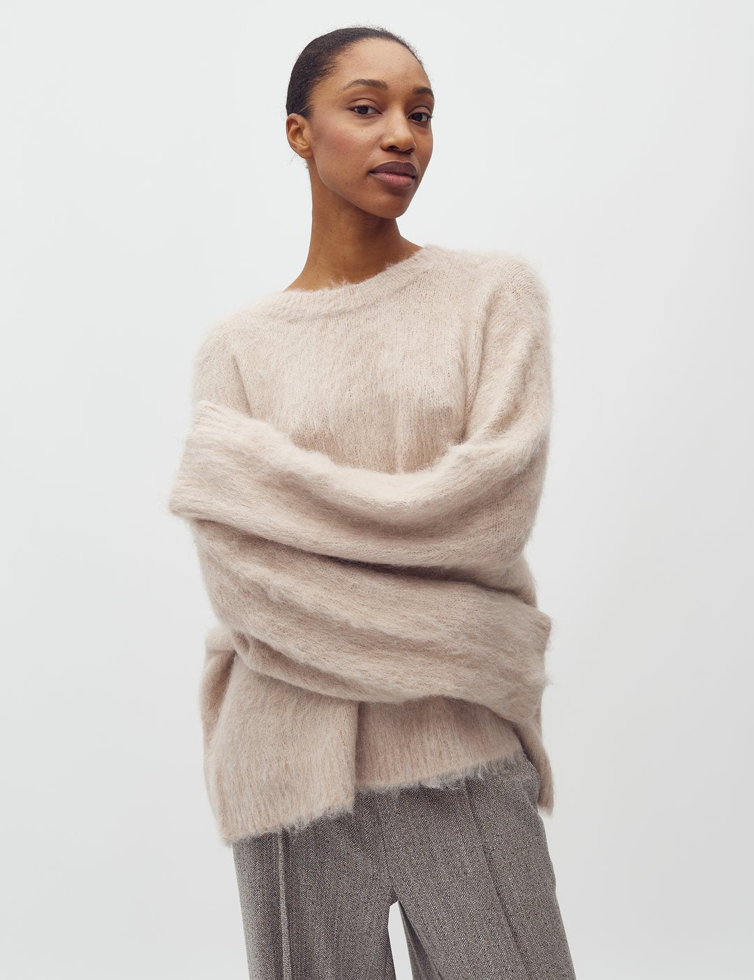 Gebürsteter Strickpullover  - Beige