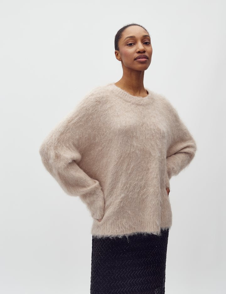 Gebürsteter Strickpullover  - Beige