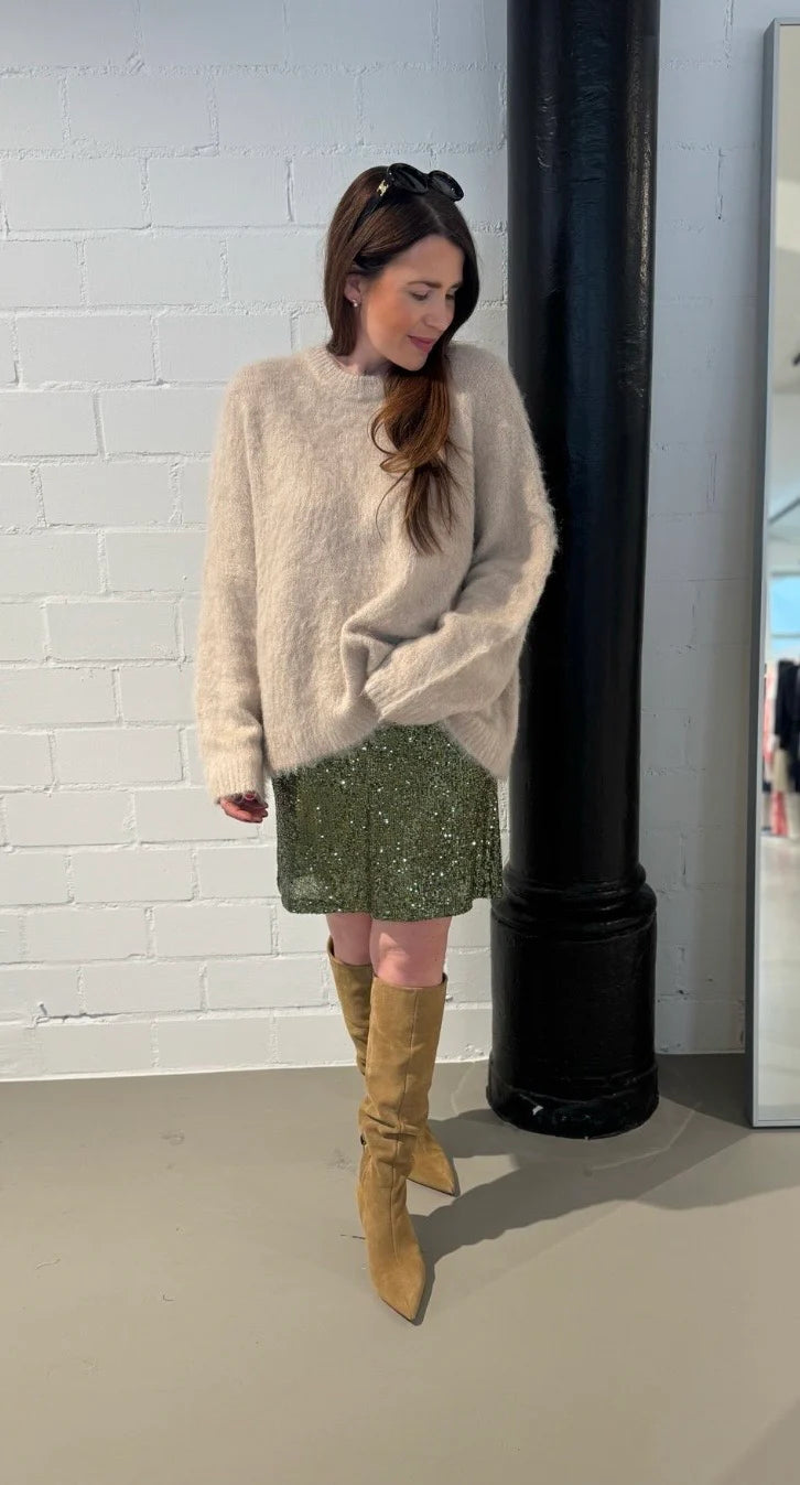 Gebürsteter Strickpullover  - Beige