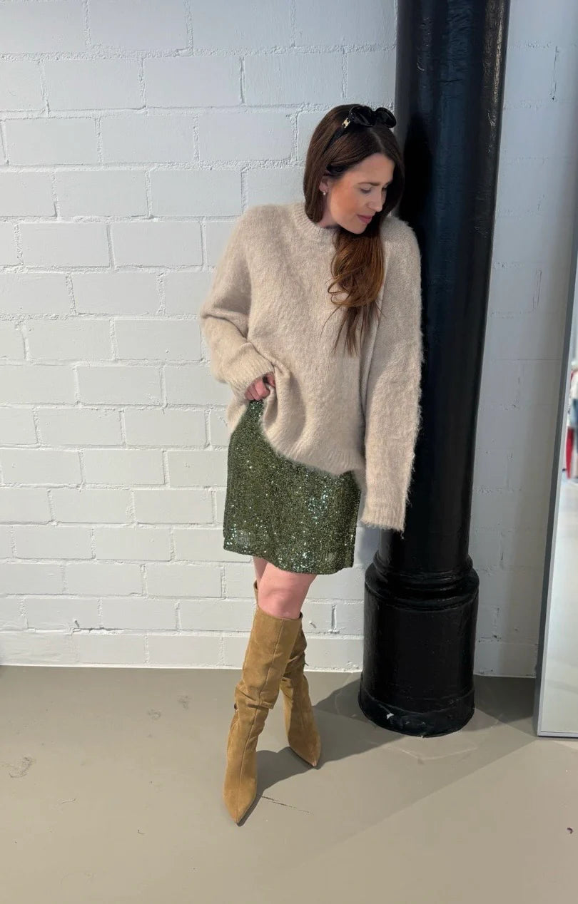 Gebürsteter Strickpullover  - Beige