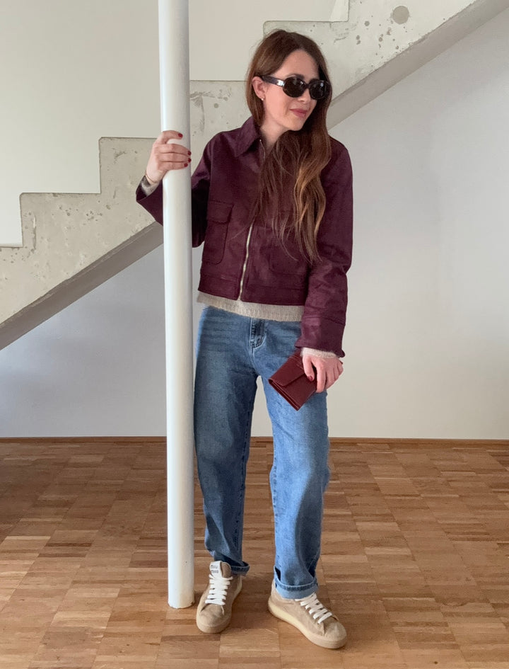 Verkürzte Jacke - Burgunder