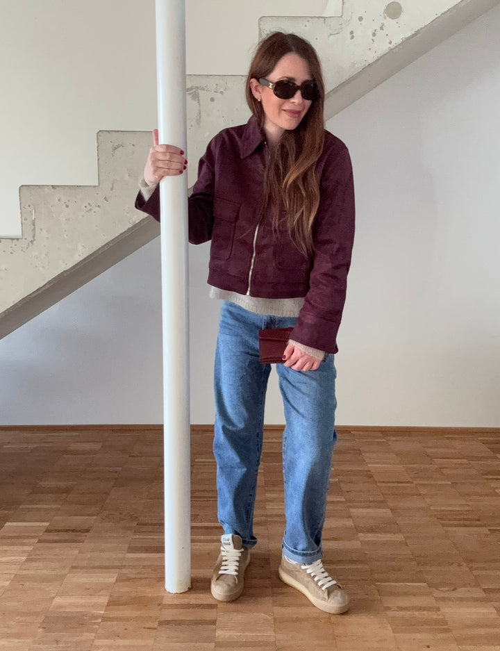 Verkürzte Jacke - Burgunder