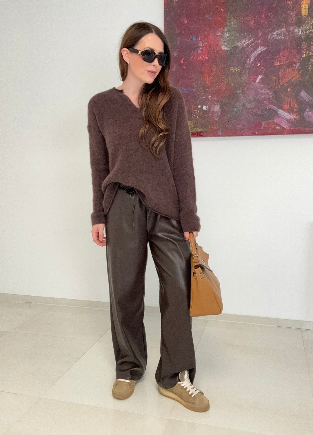 Vegane-Lederhose - Braun