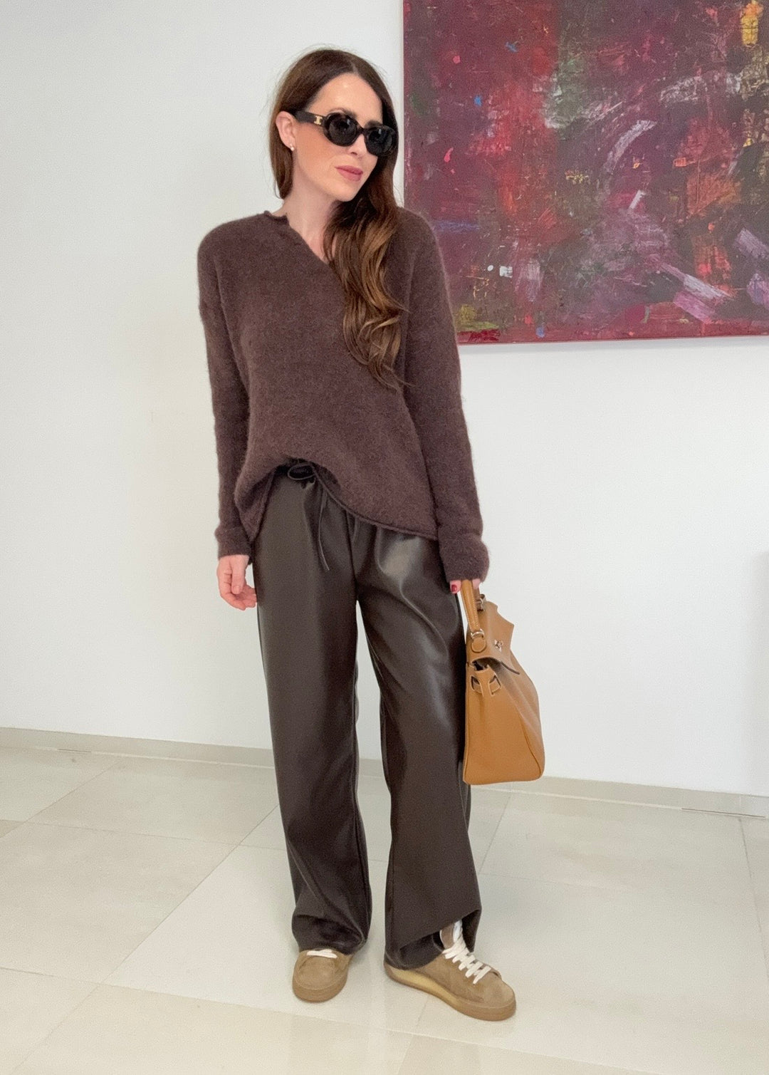 Vegane-Lederhose - Braun