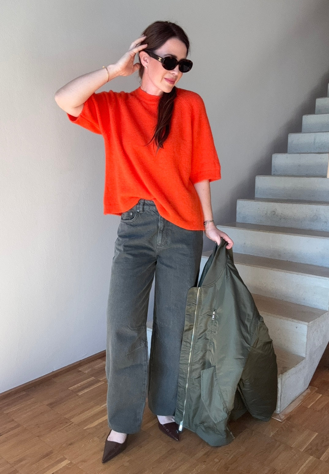 Strickshirt mit Baby-Alpaka - Orange