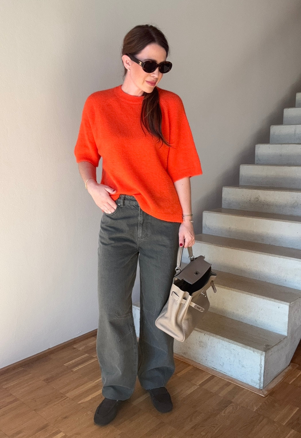 Strickshirt mit Baby-Alpaka - Orange