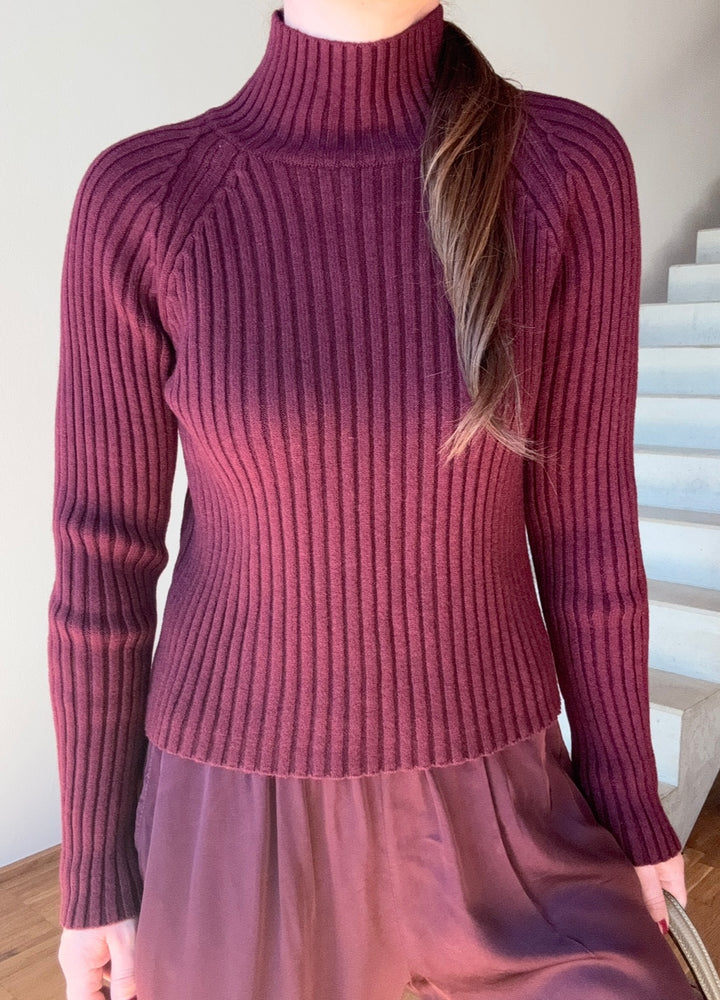 Rippstrickpullover - Burgunder