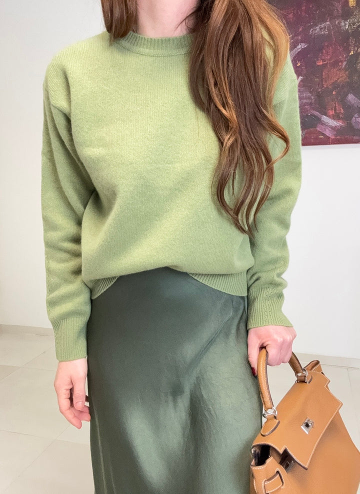 100% Wollpullover - Grün