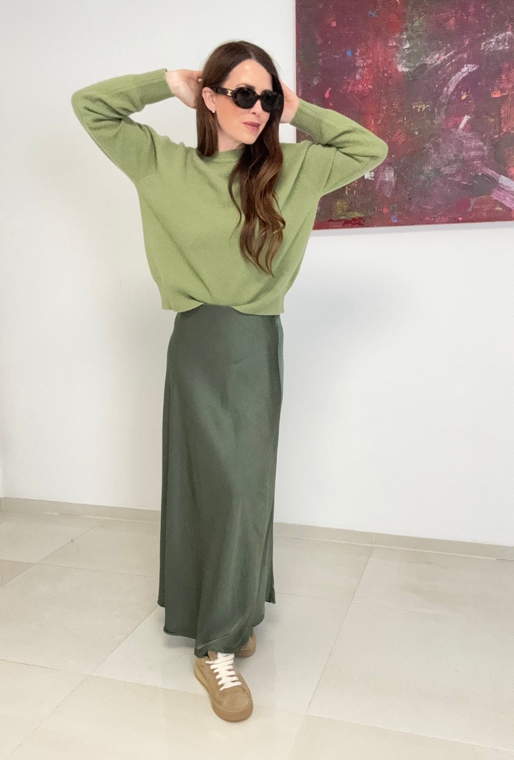 100% Wollpullover - Grün