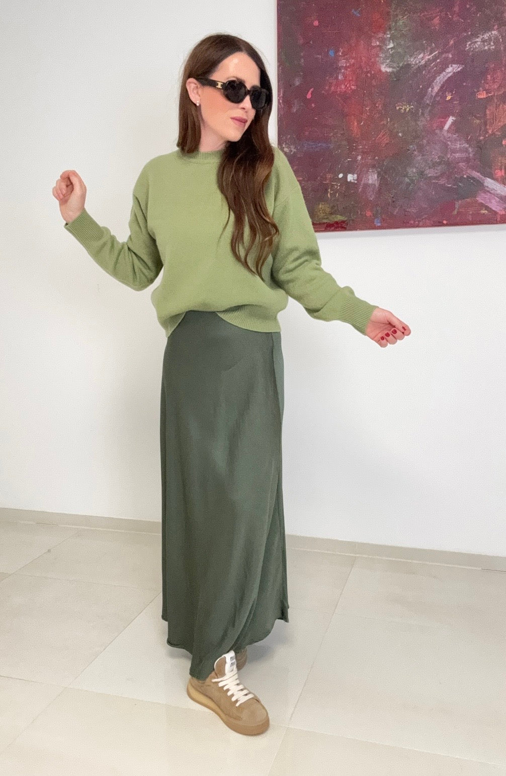 100% Wollpullover - Grün