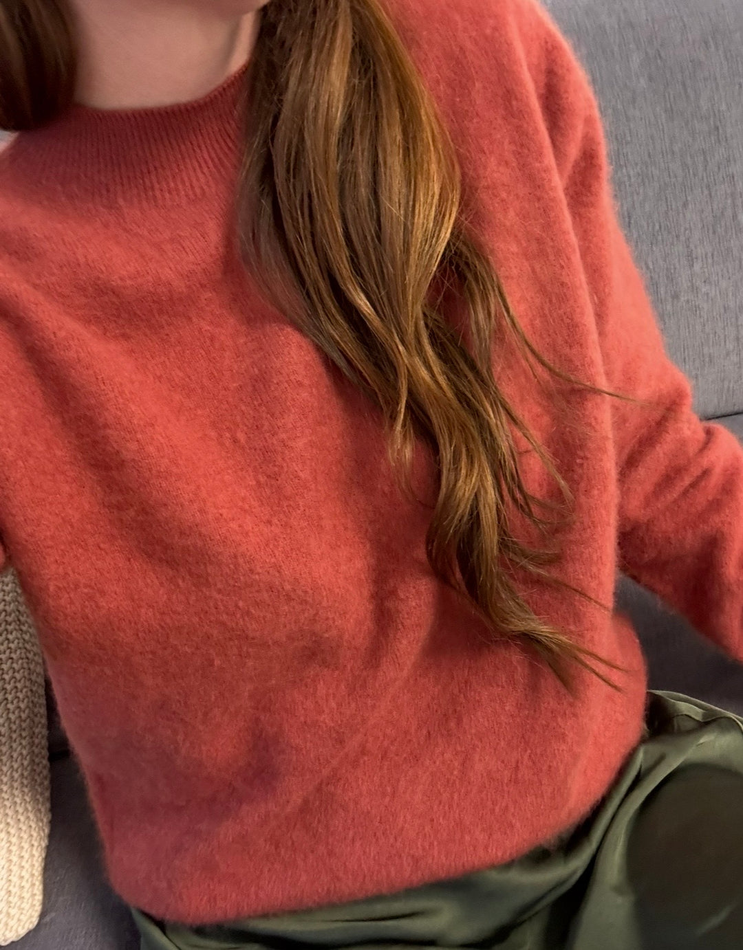 Gebürsteter Pullover mit Kaschmir - Orange