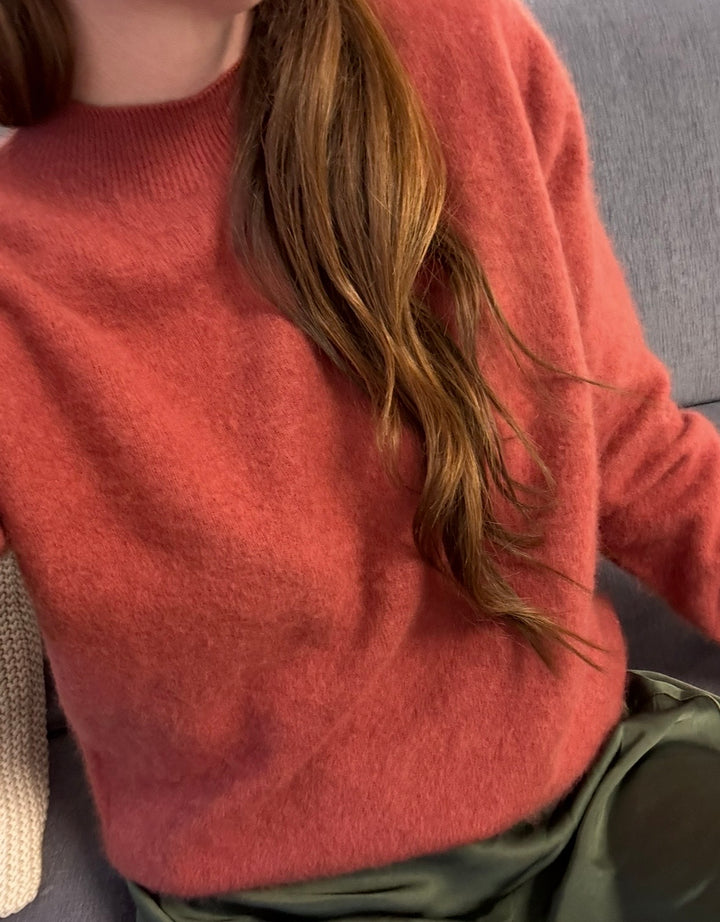 Gebürsteter Pullover mit Kaschmir - Orange