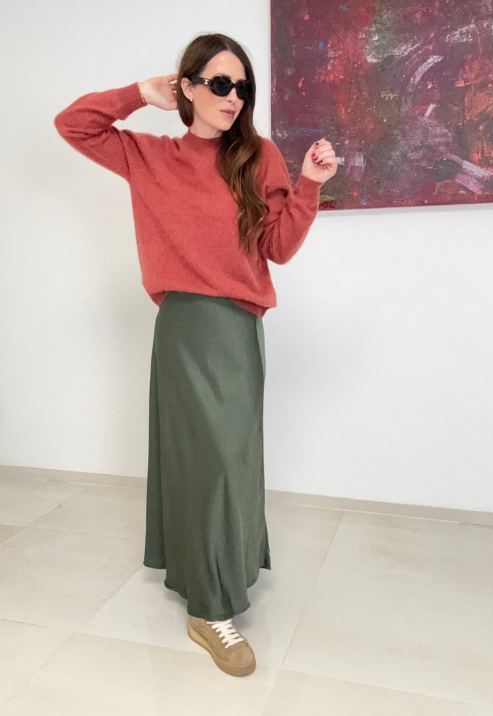 Gebürsteter Pullover mit Kaschmir - Orange